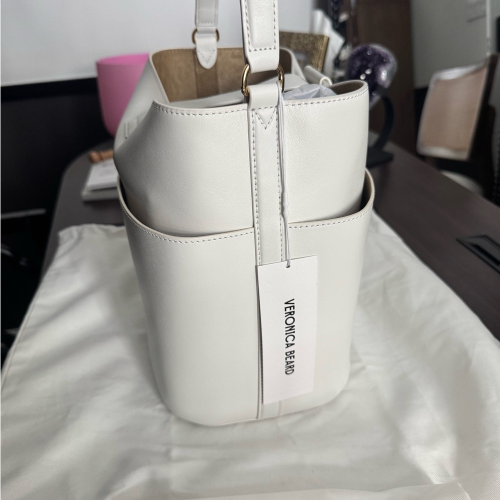 Veronica Beard Cream Leather Shoulder Bag - Picture 8 of 13